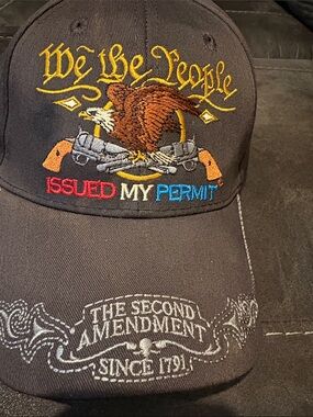 Black Embroidered 'We The People' Cap - Second Amendment Design